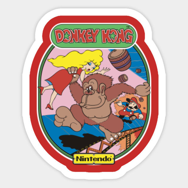 Donkey Kong art Donkey Kong Sticker TeePublic